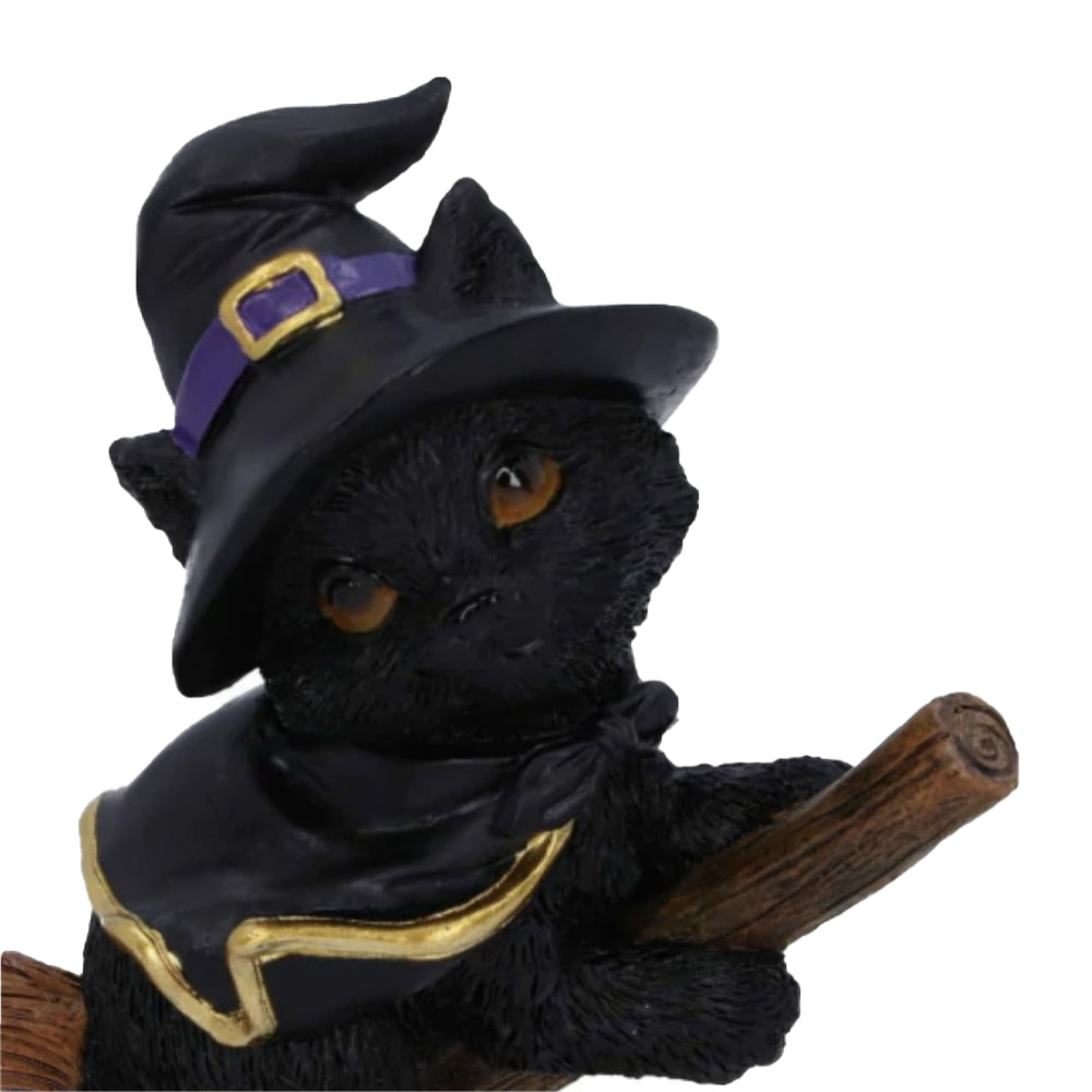 Witchy Cats on Broomsticks Ornamental Figurines