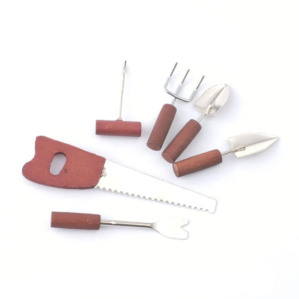Wooden Handled Garden Tools - 6pc Set Fairy Garden Accessories Earth Fairy 