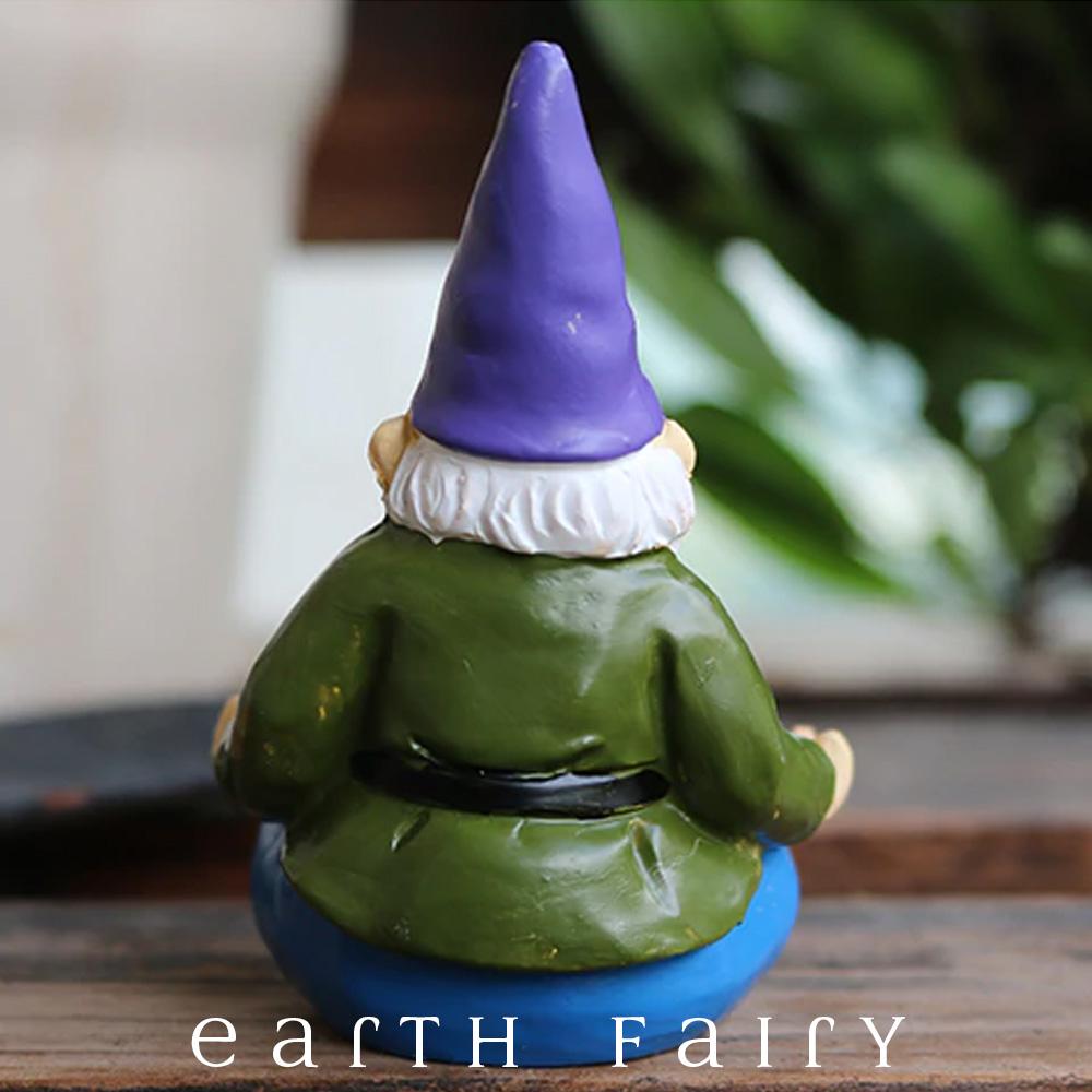 Yoga Gnome, Rear View, from The Miniature Fairy Garden Gnome Figurine Collection by Earth Fairy
