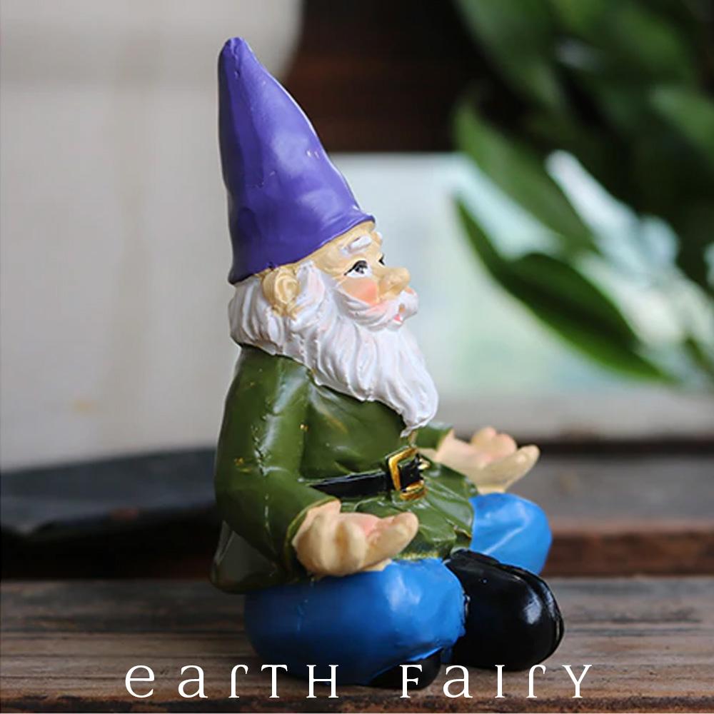 Yoga Gnome, Side View, from The Miniature Fairy Garden Gnome Figurine Collection by Earth Fairy